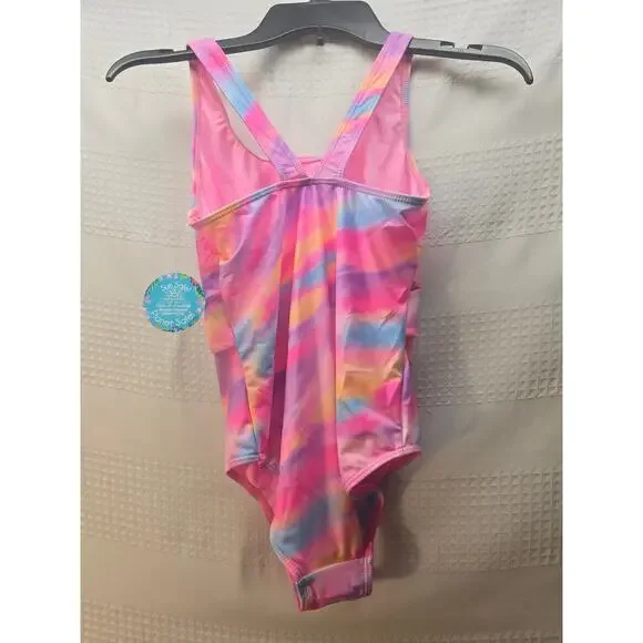 Breaking Waves Girls Size 10 One Piece Swimsuit Rainbow Swim BathingSuit 7316 - Picture 5 of 6